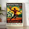 Vintage Basketball Poster im Art Deco Stil mit dem ikonischen Brussels 13, erhältlich in 50x70 oder 30x40. Perfekt für Basket