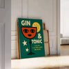 Affiche captivante teintes orange vert idéale amateurs gin tonic pièce unique une touche rafraîchissante décor formats A4 cm A0