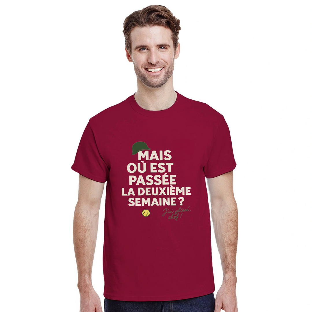 Image Red de Où est passée la deuxième semaine Tennis Tshirt [color:red] [view:front]