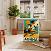 Poster Athletics Athena 19, colori vivaci verde e arancione, dimensioni 50x70 o 30x40, ideale per appassionati di sport