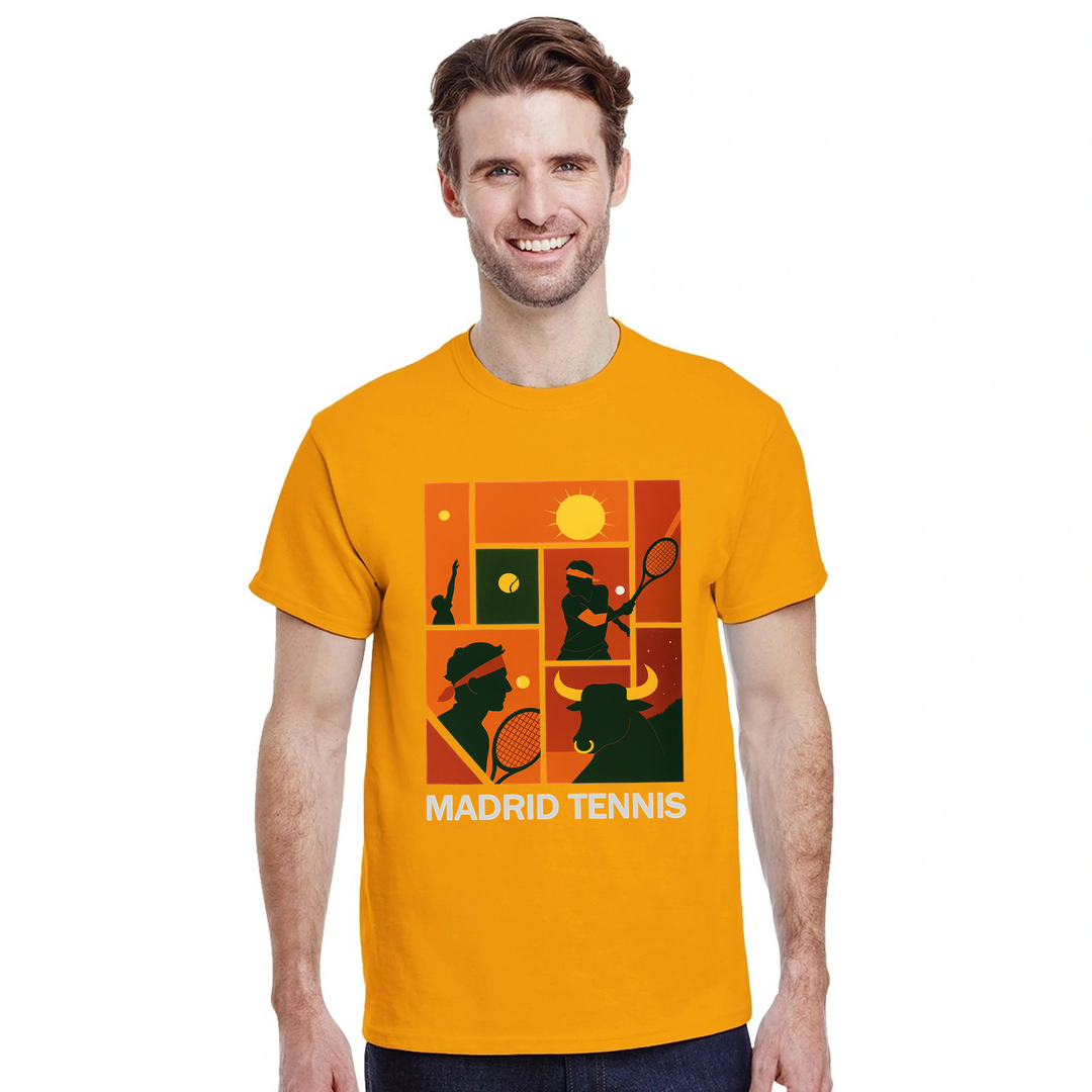 Madrid Tennis T-shirt med Rafa Nadal, perfekt för tennisälskare. Tillverkad av mjuk bomull för komfort och stil, både på och