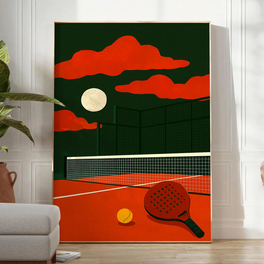 Affiche passionnante thématique Padel Call 55 rouge noir une ambiance dynamique amateurs œuvre unique caractère intérieur A4 cm A0