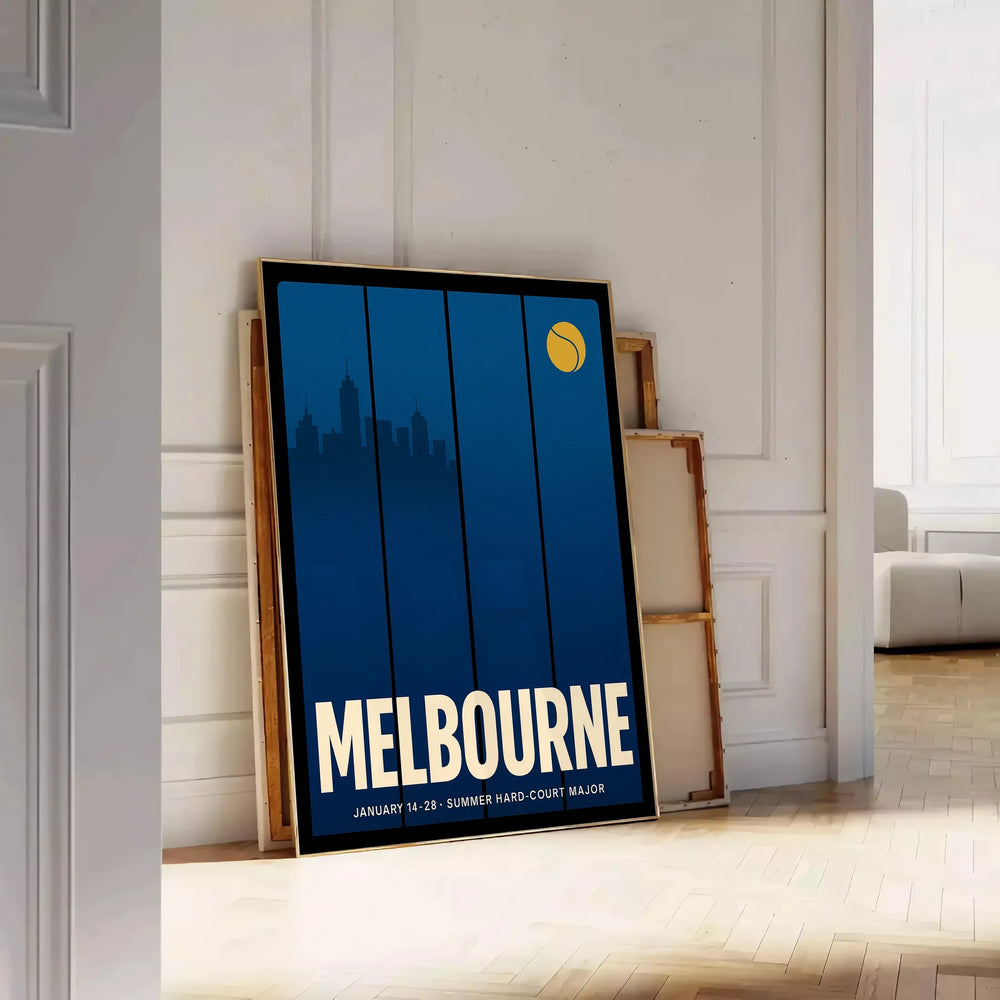space vibrant Melbourne Tennis poster stunning orange gray design enthusiast artwork dynamic touch decor today dimensions cm A4 A0