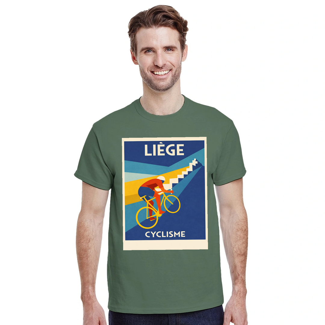 T-shirt Liège Belgium Cyclisme, ιδανικό για ποδηλάτες και καθημερινές εμφανίσεις, διαθέσιμο σε S, M, L, XL, XXL