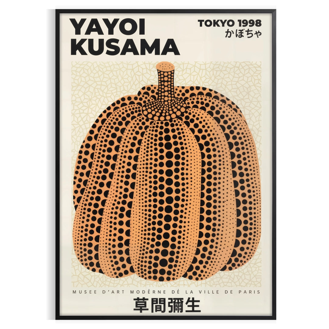 space captivating Pumpkin Yayoi Kusama poster vibrant green orange colors sized artwork unique touch room Buy today unframed formats convenience