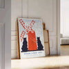 vintage Paris poster captivating gray red hues perfect timeless elegance space gift unique wall art piece exquisite artwork enchanting allure