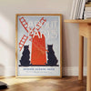 vintage Paris poster captivating gray red hues perfect timeless elegance space gift unique wall art piece exquisite artwork enchanting allure