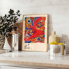 room vibrant abstract colored maximalist poster orange blue hues eye wall art unique gift artwork energy style space sizes A4 cm A0