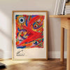 room vibrant abstract colored maximalist poster orange blue hues eye wall art unique gift artwork energy style space sizes A4 cm A0