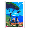 Affiche captivante côte amalfitaine Italie nuances marron vert beauté naturelle région pittoresque idéal amoureux voyages paysages
