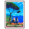 Affiche captivante côte amalfitaine Italie nuances marron vert beauté naturelle région pittoresque idéal amoureux voyages paysages
