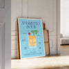 splash style space vibrant Amaretto Sour Cocktail poster bold blue yellow hues eye wall art perfect gift lovers unframed option stunning print