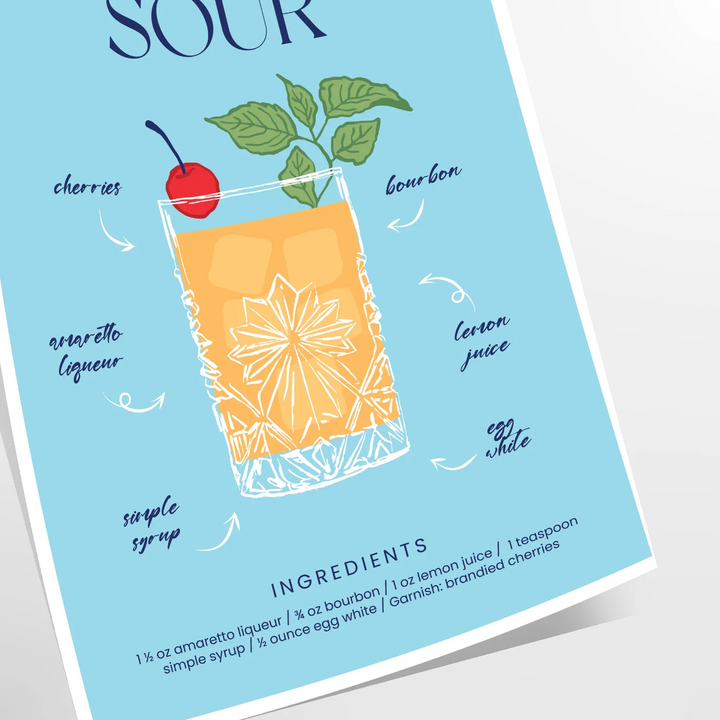 Amaretto Sour Cocktail Poster Travel Poster High Quality Frame Premium Print Home Decor Color