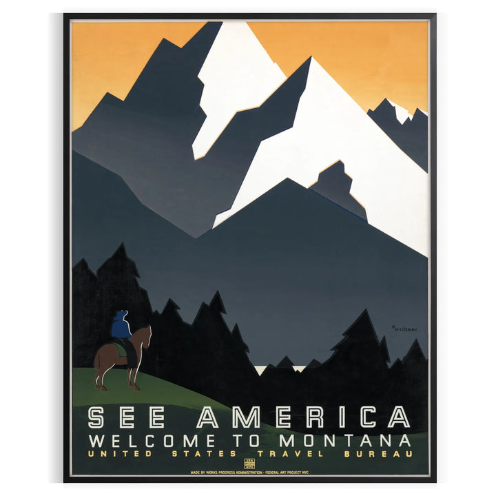 Affiche de voyage America Montana, impression murale 