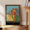 charm Atlantic City stunning travel poster vibrant green blue hues wall art piece unique gift refreshing touch room sizes A4 cm A0