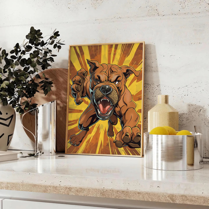 Angry Dog Wildlife Poster Travel Poster High Quality Frame Premium Print Home Decor Color