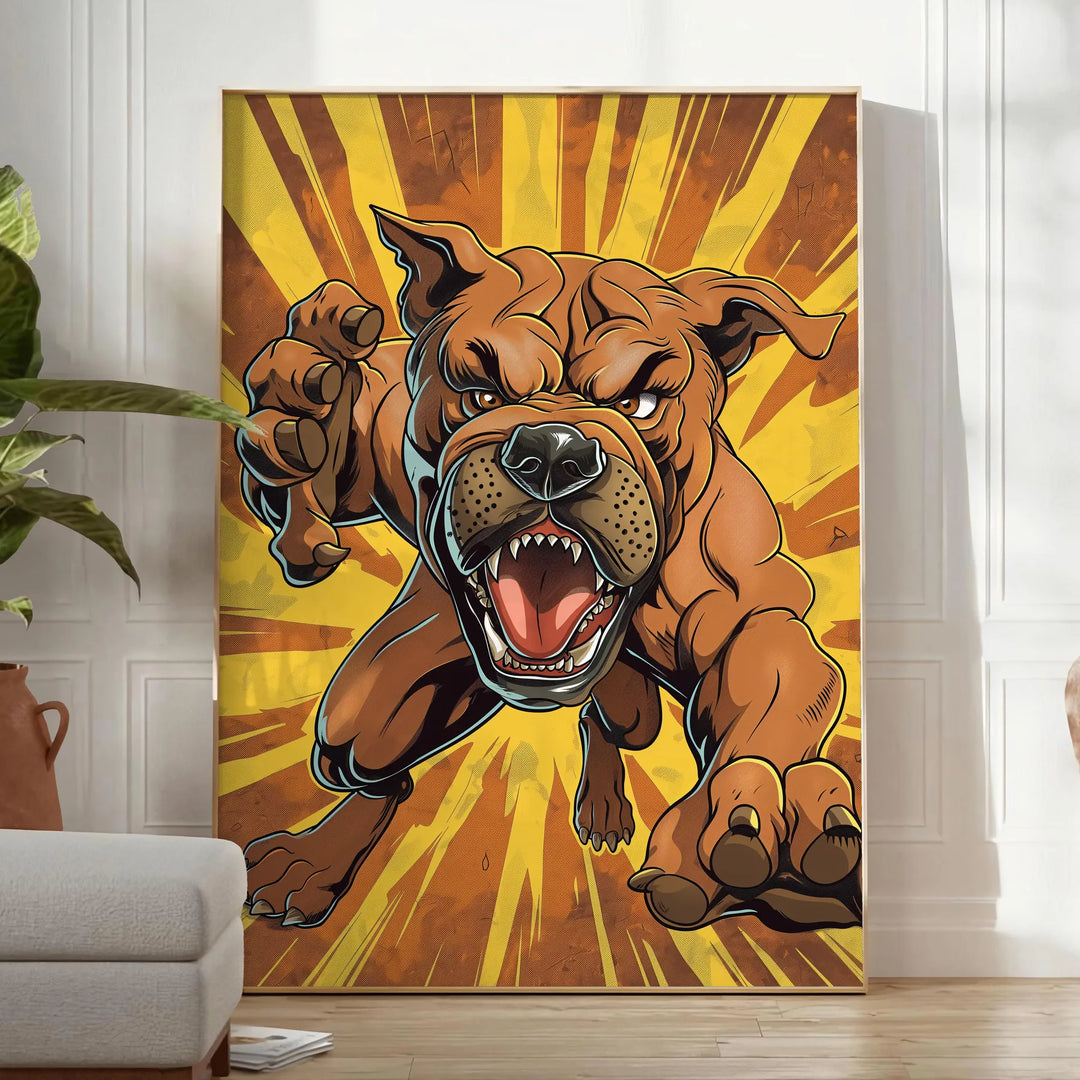 Angry Dog Wildlife Poster Travel Poster High Quality Frame Premium Print Home Decor Color