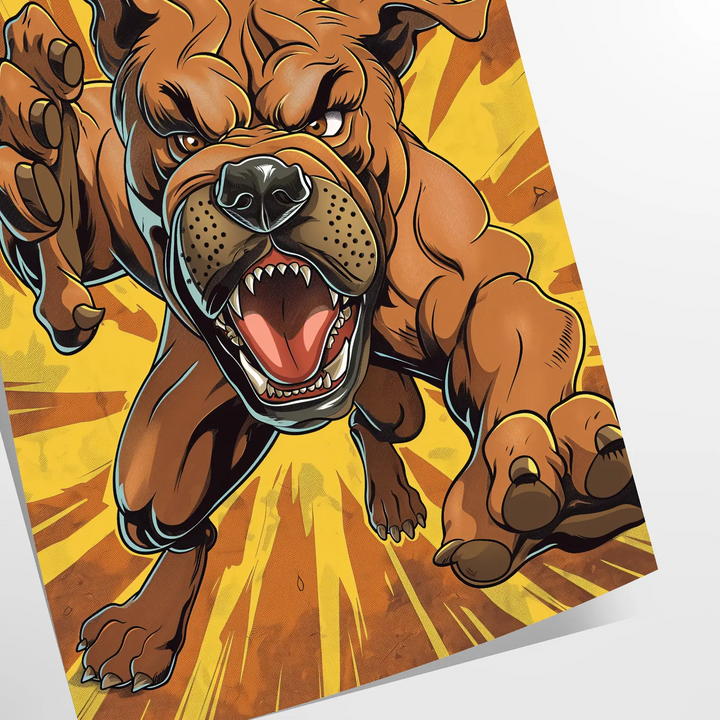 Angry Dog Wildlife Poster Travel Poster High Quality Frame Premium Print Home Decor Color