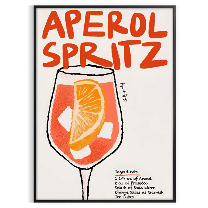 Aperol Spritz Cocktail Poster Travel Poster High Quality Frame Premium Print Home Decor Color