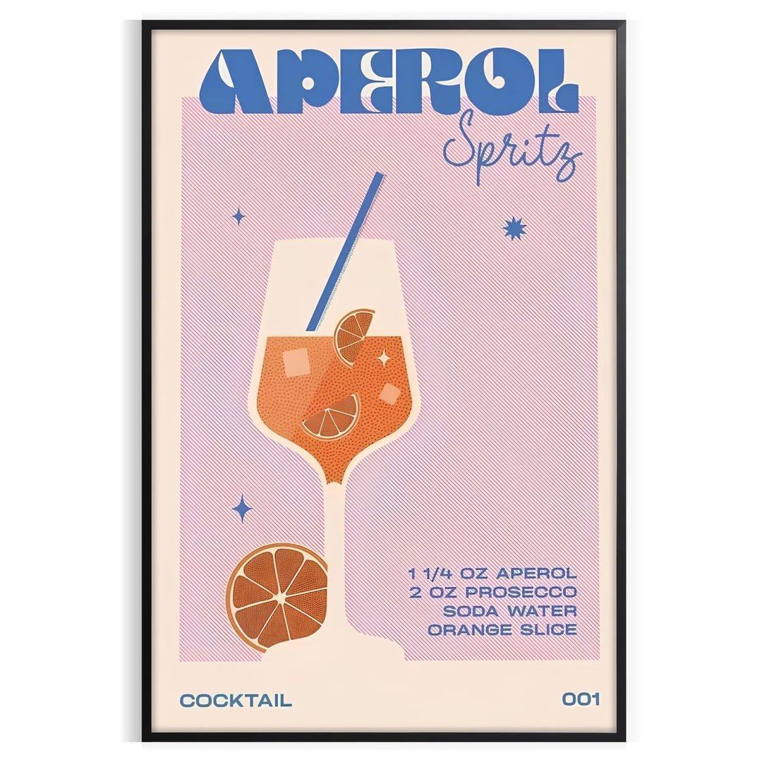 Aperol Spritz Cocktail Wall Art Travel Poster High Quality Frame Premium Print Home Decor Color