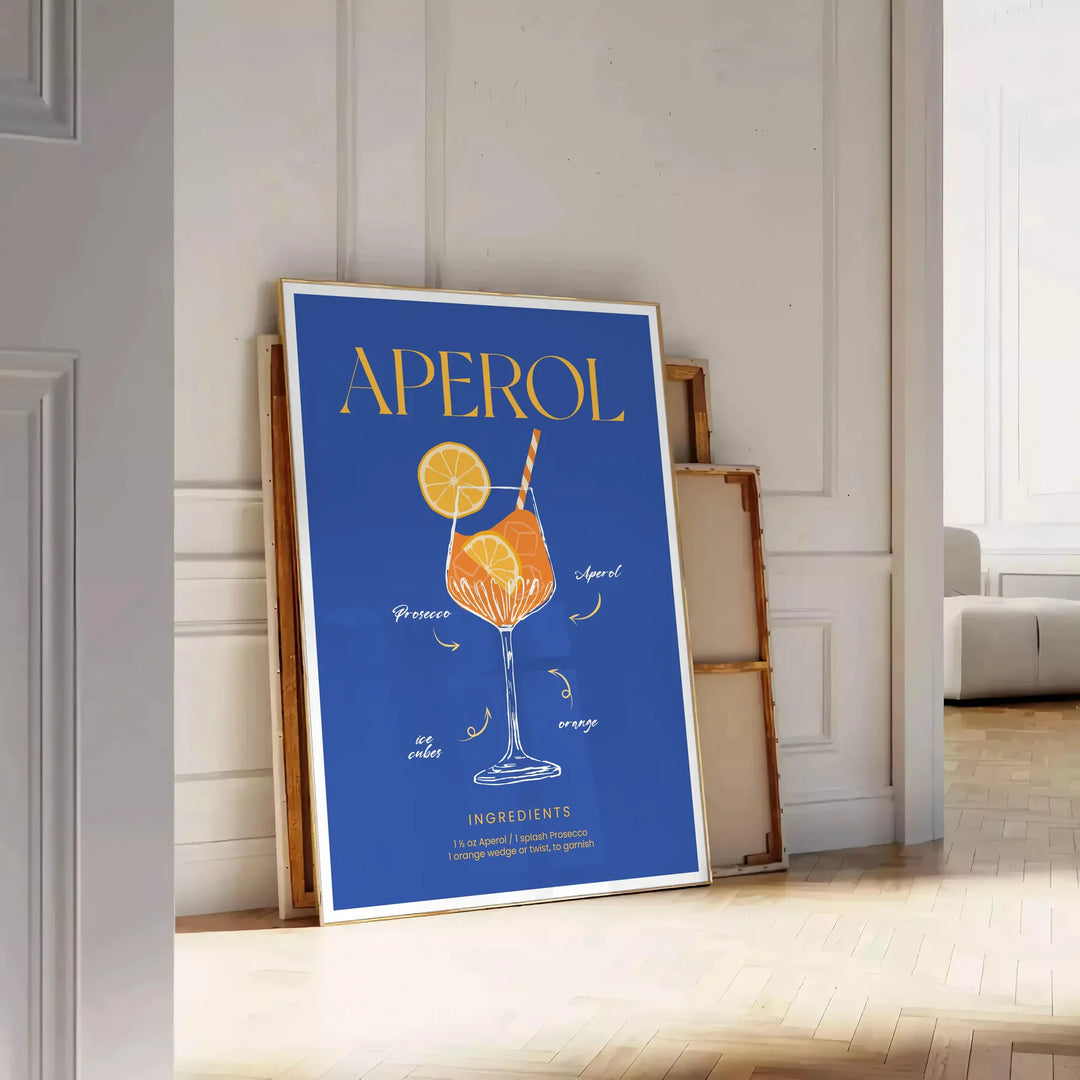 Aperol Cocktail Art Travel Poster High Quality Frame Premium Print Home Decor Color