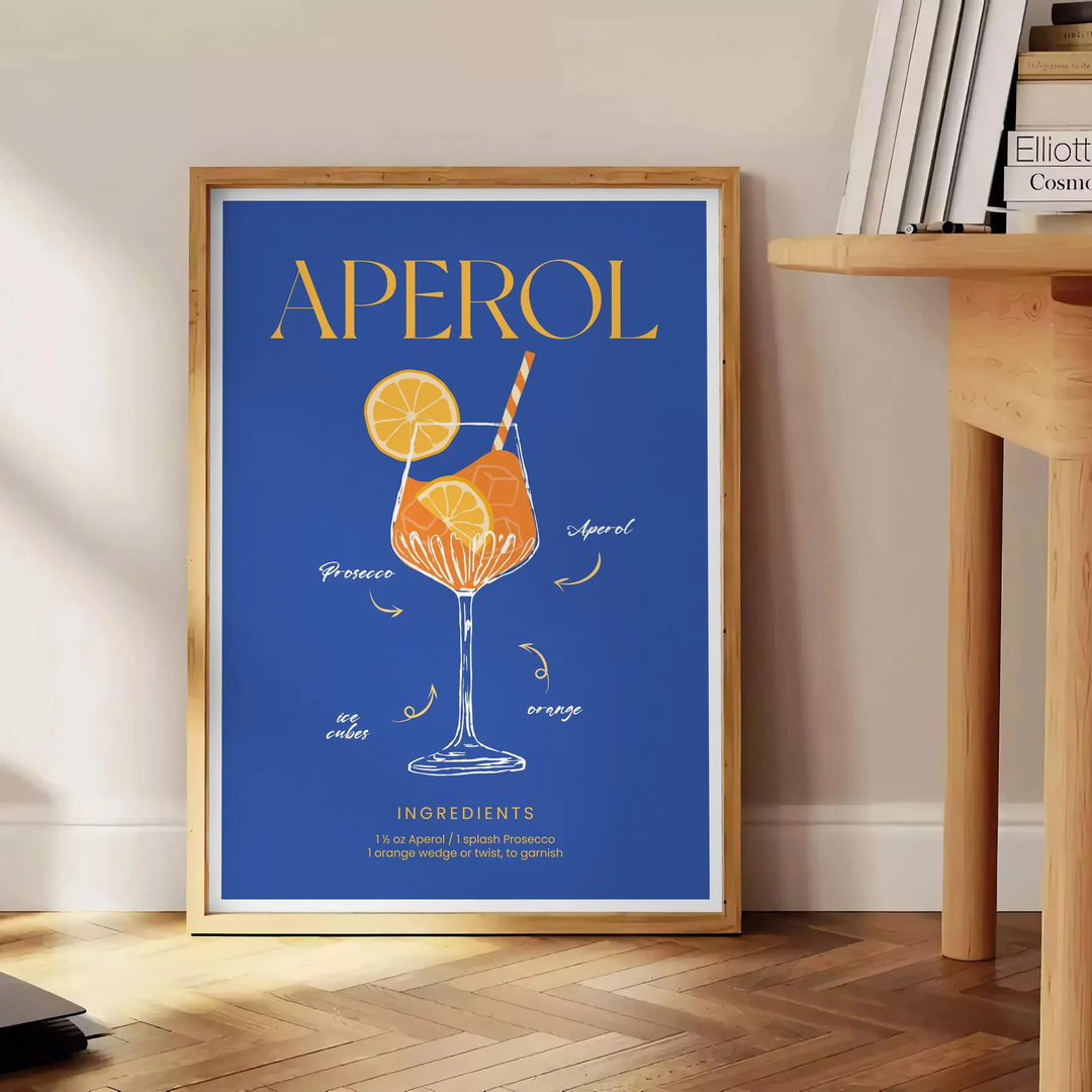 Aperol Cocktail Art Travel Poster High Quality Frame Premium Print Home Decor Color