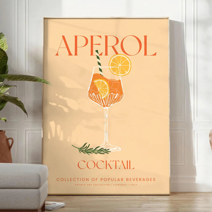 Aperol Cocktail Wall Print Travel Poster High Quality Frame Premium Print Home Decor Color