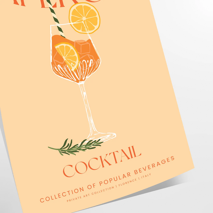 Aperol Cocktail Wall Print Travel Poster High Quality Frame Premium Print Home Decor Color