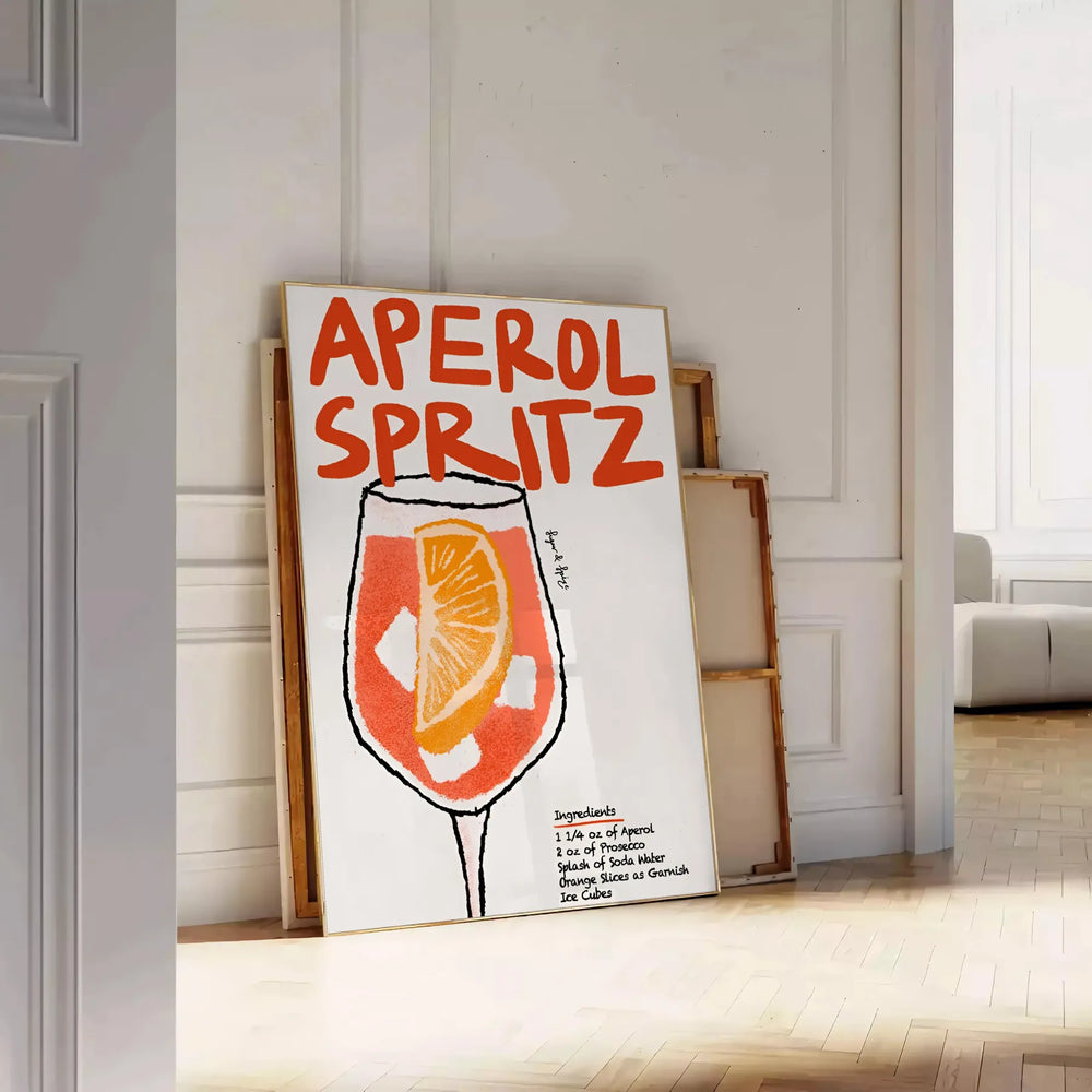 Aperol Spritz Cocktail Poster Travel Poster High Quality Frame Premium Print Home Decor Color