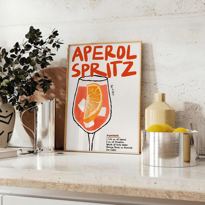 Aperol Spritz Cocktail Poster Travel Poster High Quality Frame Premium Print Home Decor Color