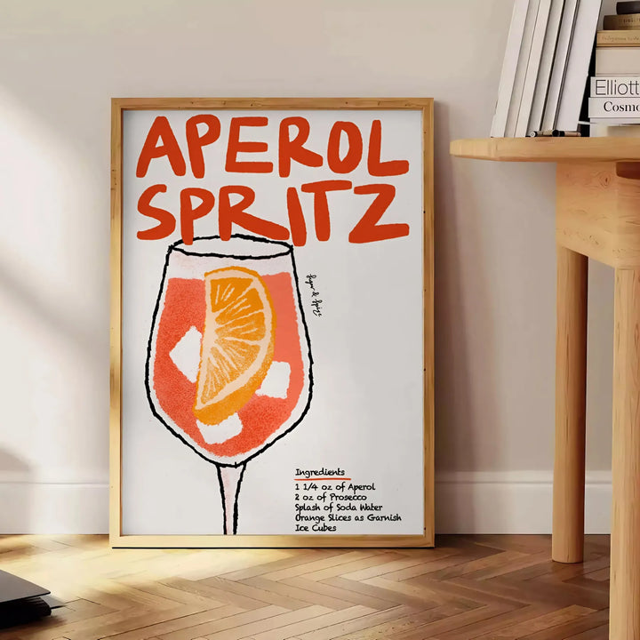 Aperol Spritz Cocktail Poster Travel Poster High Quality Frame Premium Print Home Decor Color