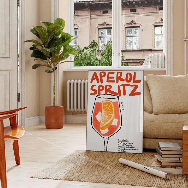 Aperol Spritz Cocktail Poster Travel Poster High Quality Frame Premium Print Home Decor Color