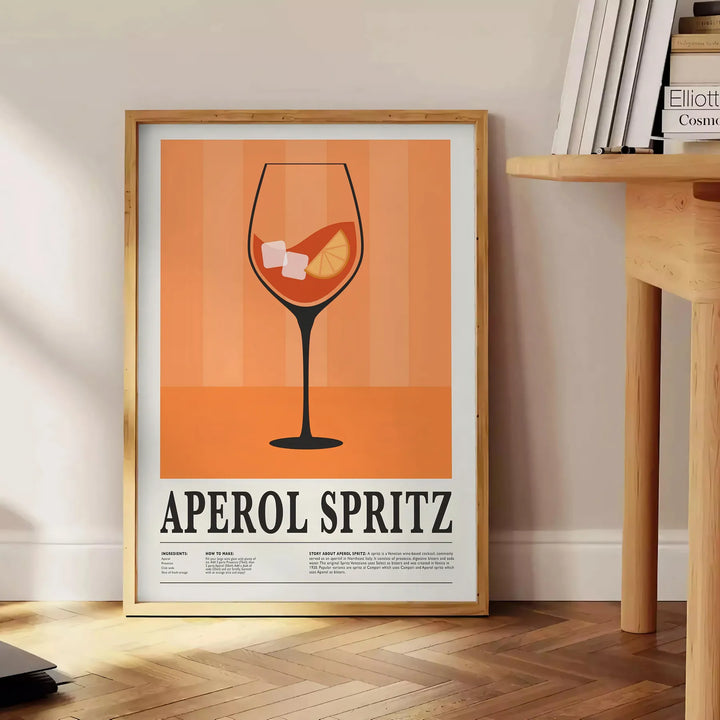 Aperol Spritz Cocktail Print Travel Poster High Quality Frame Premium Print Home Decor Color