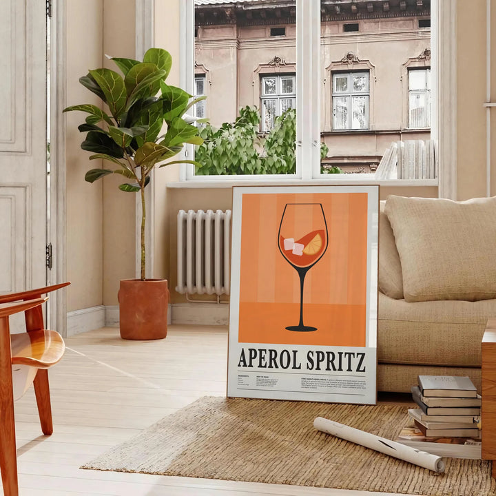 Aperol Spritz Cocktail Print Travel Poster High Quality Frame Premium Print Home Decor Color