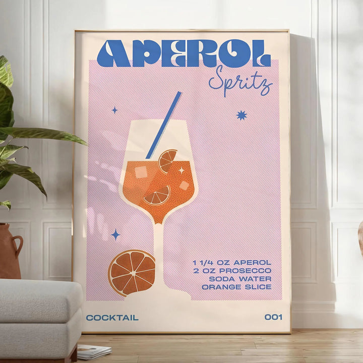 Aperol Spritz Cocktail Wall Art Travel Poster High Quality Frame Premium Print Home Decor Color