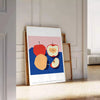 space vibrant apple fruit art poster rich oranges blues striking visual impact wall unique gift artwork room refreshing design unframed options