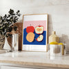 space vibrant apple fruit art poster rich oranges blues striking visual impact wall unique gift artwork room refreshing design unframed options