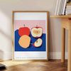 space vibrant apple fruit art poster rich oranges blues striking visual impact wall unique gift artwork room refreshing design unframed options