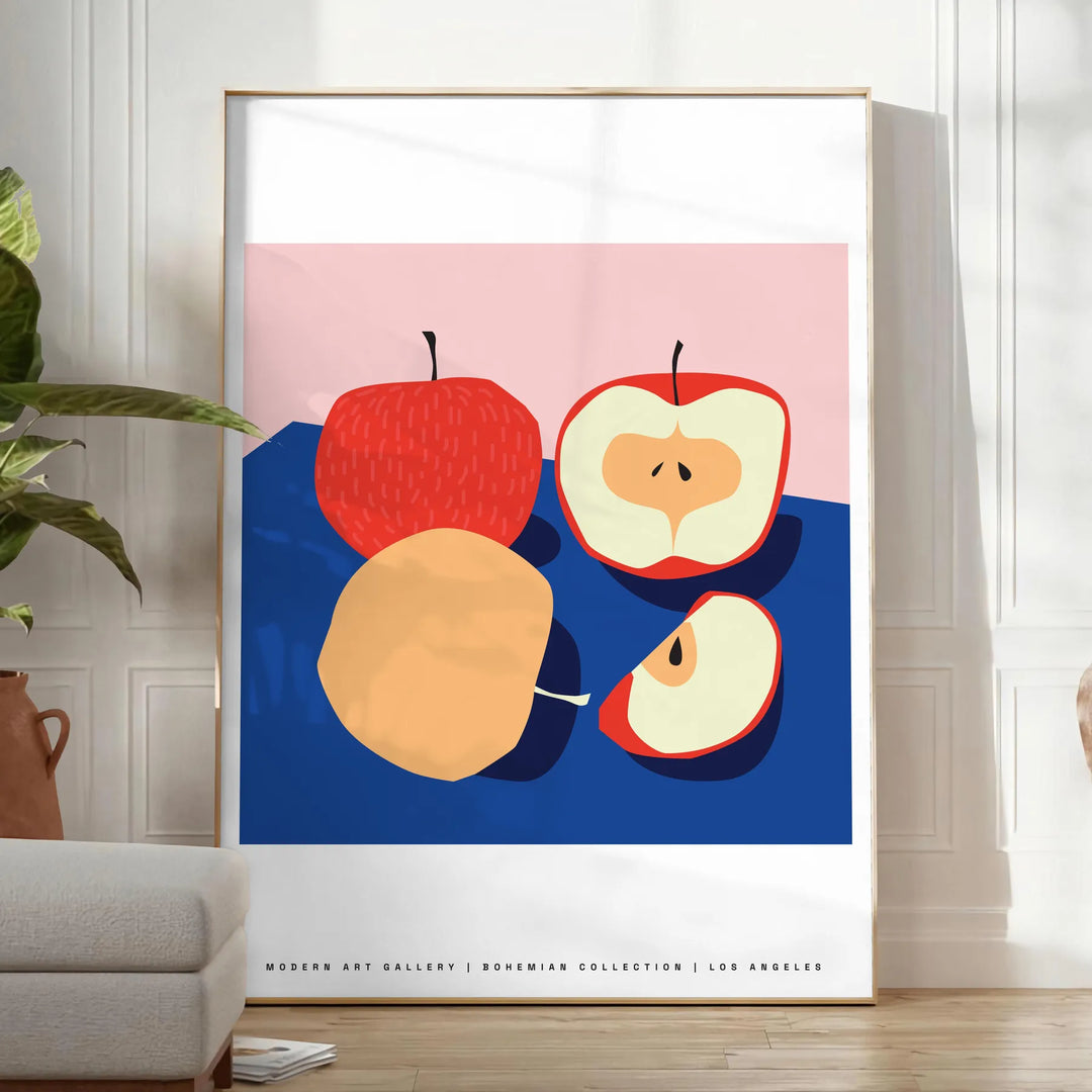 Apple Fruit Art Travel Poster High Quality Frame Premium Print Home Decor Color