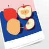 space vibrant apple fruit art poster rich oranges blues striking visual impact wall unique gift artwork room refreshing design unframed options