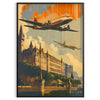 space Art Deco travel poster vibrant blend green orange hues wall thoughtful gift stylish print timeless elegance room unframed artwork option