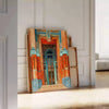 elegance Art Deco building watercolor poster green blue hues modern wall addition unique gift print space sophistication various sizes A4 cm A0