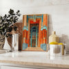 elegance Art Deco building watercolor poster green blue hues modern wall addition unique gift print space sophistication various sizes A4 cm A0