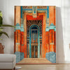 elegance Art Deco building watercolor poster green blue hues modern wall addition unique gift print space sophistication various sizes A4 cm A0