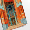 elegance Art Deco building watercolor poster green blue hues modern wall addition unique gift print space sophistication various sizes A4 cm A0