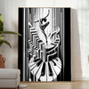 space stunning Art Deco Music Dance poster chic black gray palette captivating wall perfect jazz lovers style enthusiasts unique gift personal decor print