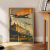 space Art Deco travel poster vibrant blend green orange hues wall thoughtful gift stylish print timeless elegance room unframed artwork option