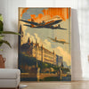 space Art Deco travel poster vibrant blend green orange hues wall thoughtful gift stylish print timeless elegance room unframed artwork option