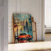space Art Deco travel poster stunning green orange hues wall unique gift artwork vintage charm room ideal print enthusiast traveler