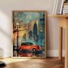 space Art Deco travel poster stunning green orange hues wall unique gift artwork vintage charm room ideal print enthusiast traveler
